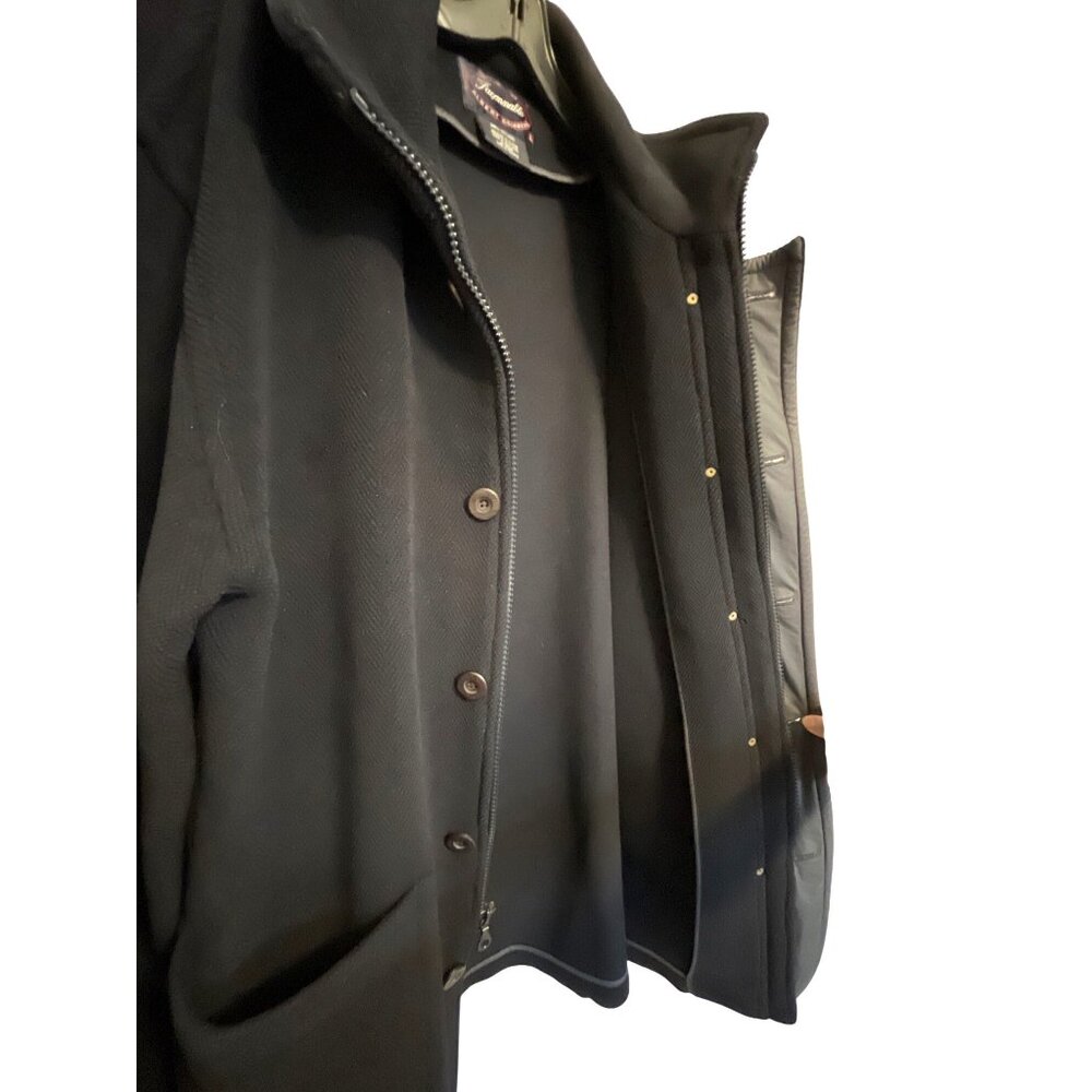 Luxurious Faconnable Black Wool Peacoat Size L Winter Essential Designer Mens Ou - Picture 7 of 7